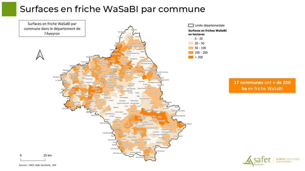 Surfaces en friche WaSaBI par commune