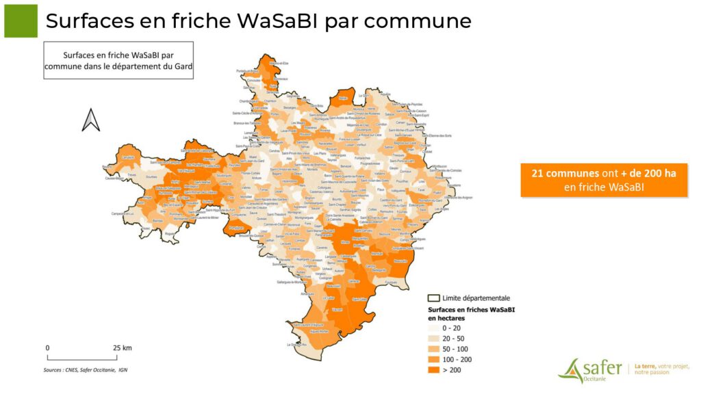 Surfaces en friche WaSaBI par commune