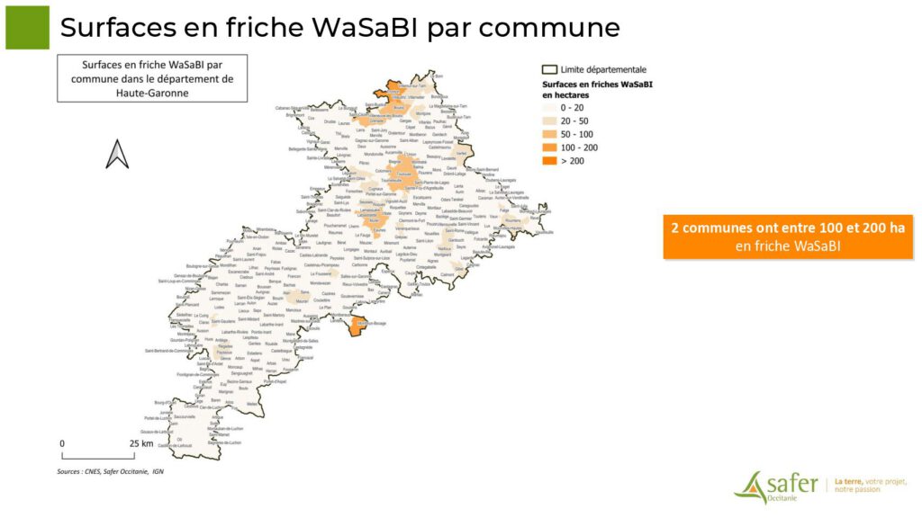 Surfaces en friche WaSaBI par commune