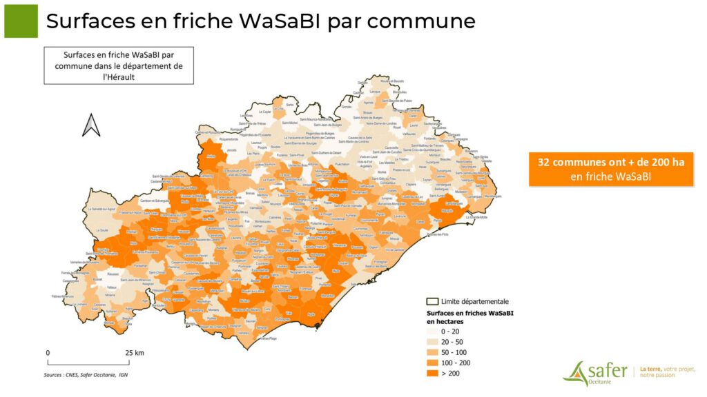 Surfaces en friche WaSaBI par commune