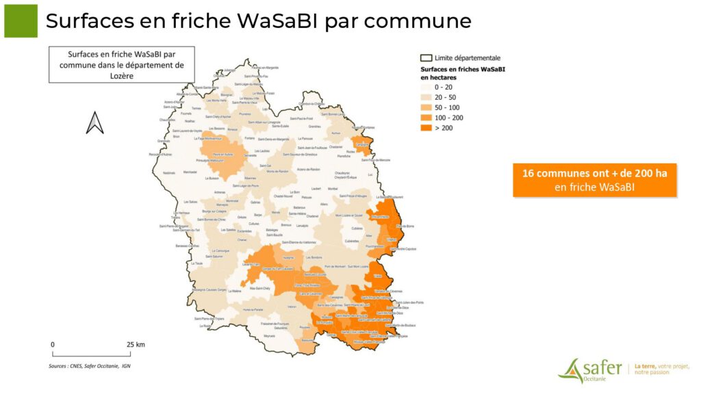 Surfaces en friche WaSaBI par commune