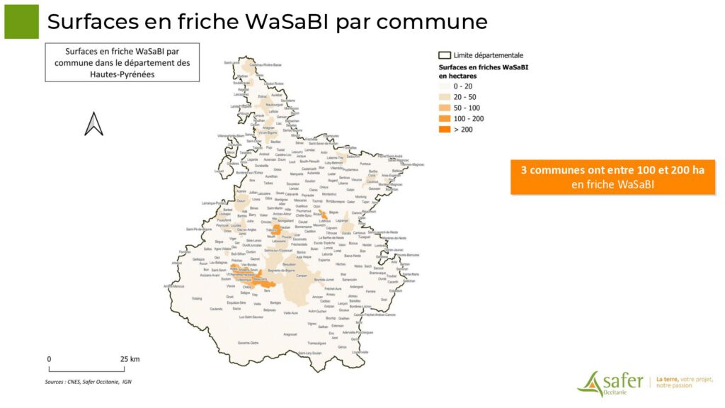Surfaces en friche WaSaBI par commune