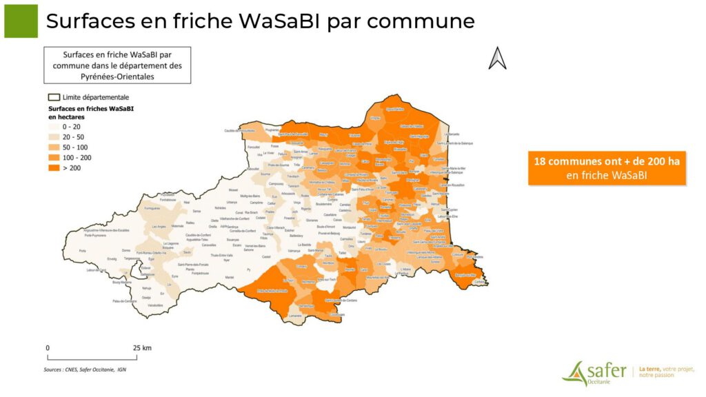 Surfaces en friche WaSaBI par commune
