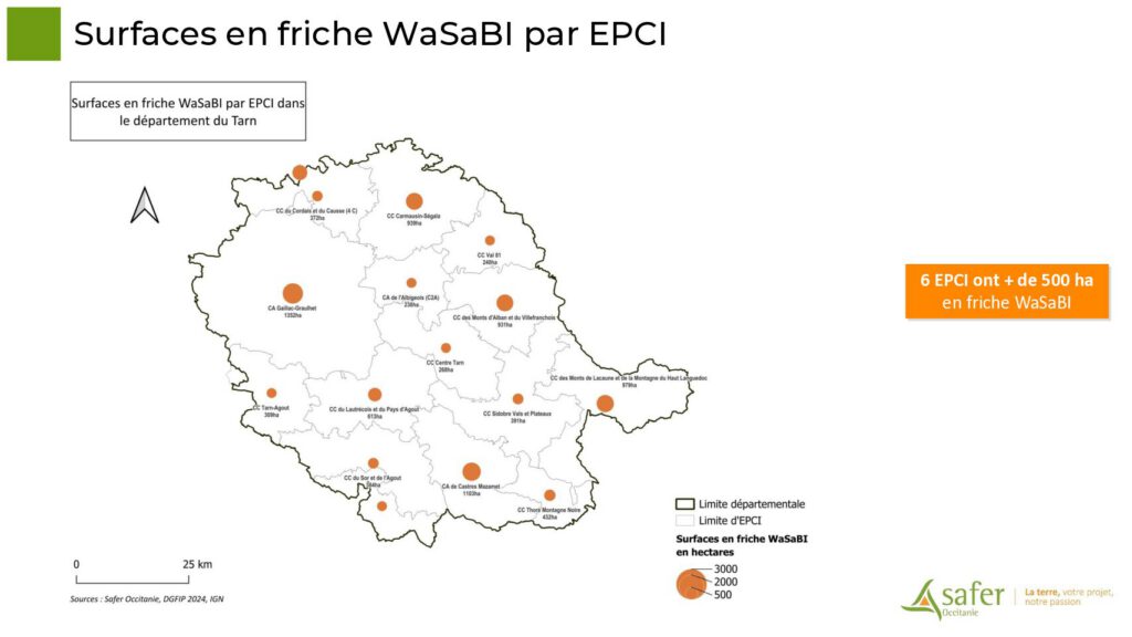 Surfaces en friche WaSaBI par EPCI