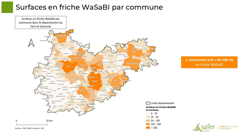 Surfaces en friche WaSaBI par commune