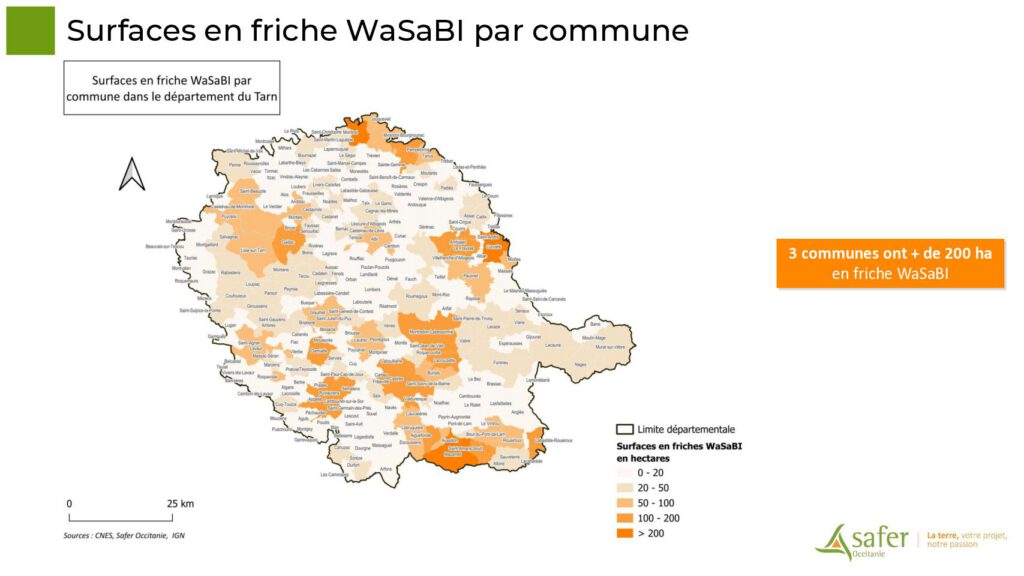 Surfaces en friche WaSaBI par commune