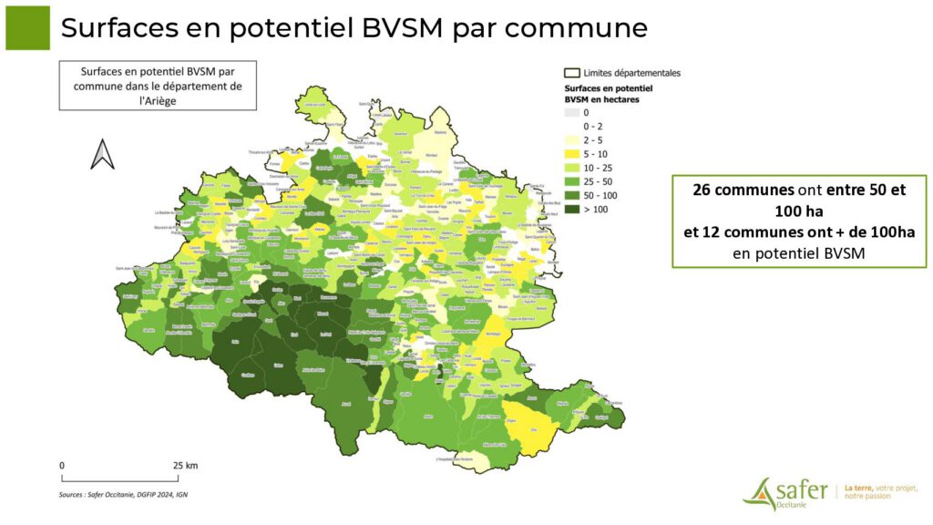 Surfaces en potentiel BVSM par commune