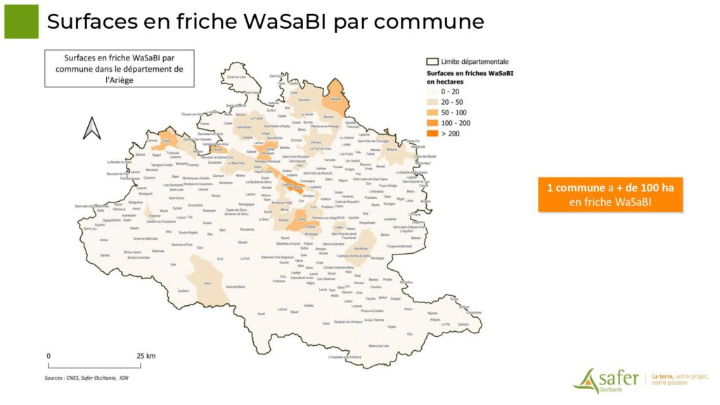 Surfaces en friche WaSaBI par commune