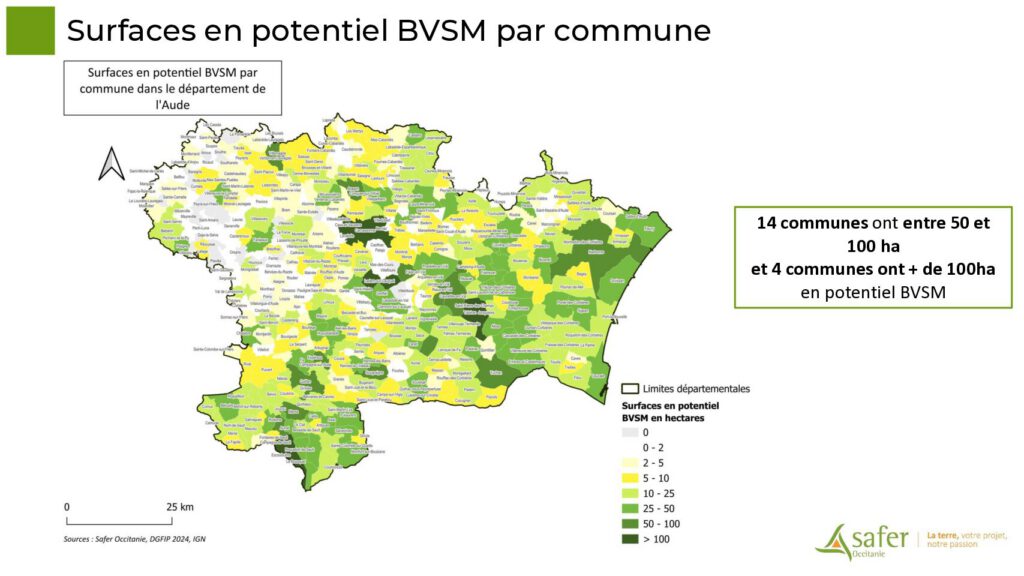 Surfaces en potentiel BVSM par commune