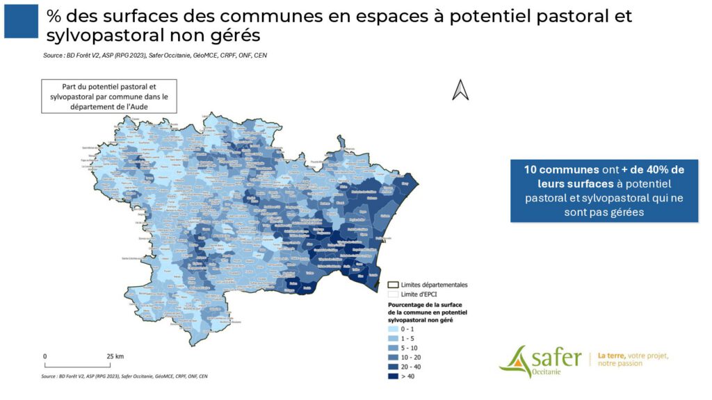% des surfaces des communes en espaces à potentiel pastoral et sylvopastoral non gérés