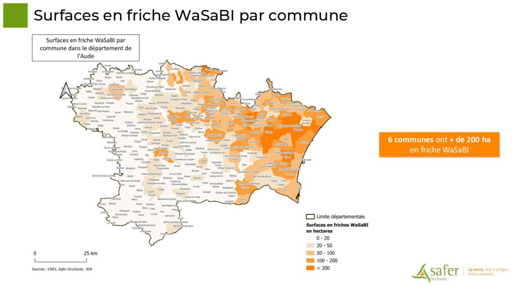 Surfaces en friche WaSaBI par commune