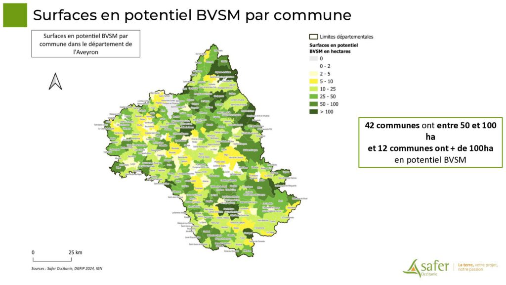 Surfaces en potentiel BVSM par commune