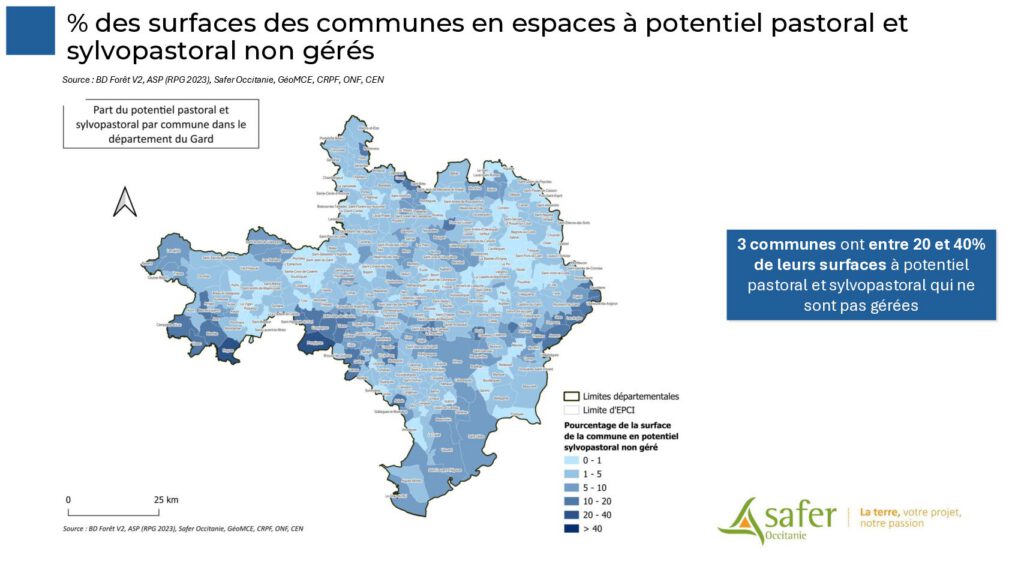 % des surfaces des communes en espaces à potentiel pastoral et sylvopastoral non gérés
