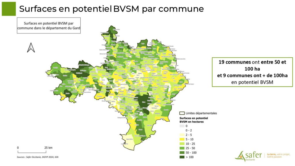 Surfaces en potentiel BVSM par commune