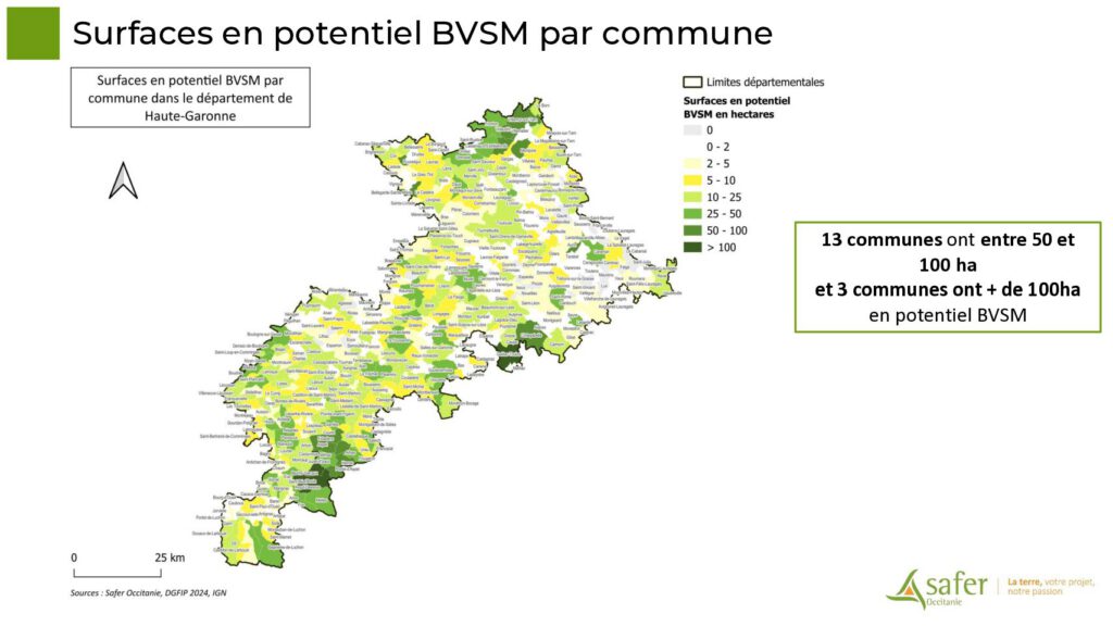 Surfaces en potentiel BVSM par commune