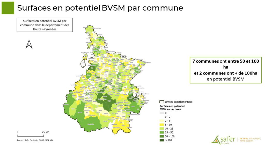 Surfaces en potentiel BVSM par commune