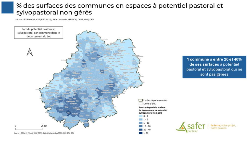 % des surfaces des communes en espaces à potentiel pastoral et sylvopastoral non gérés