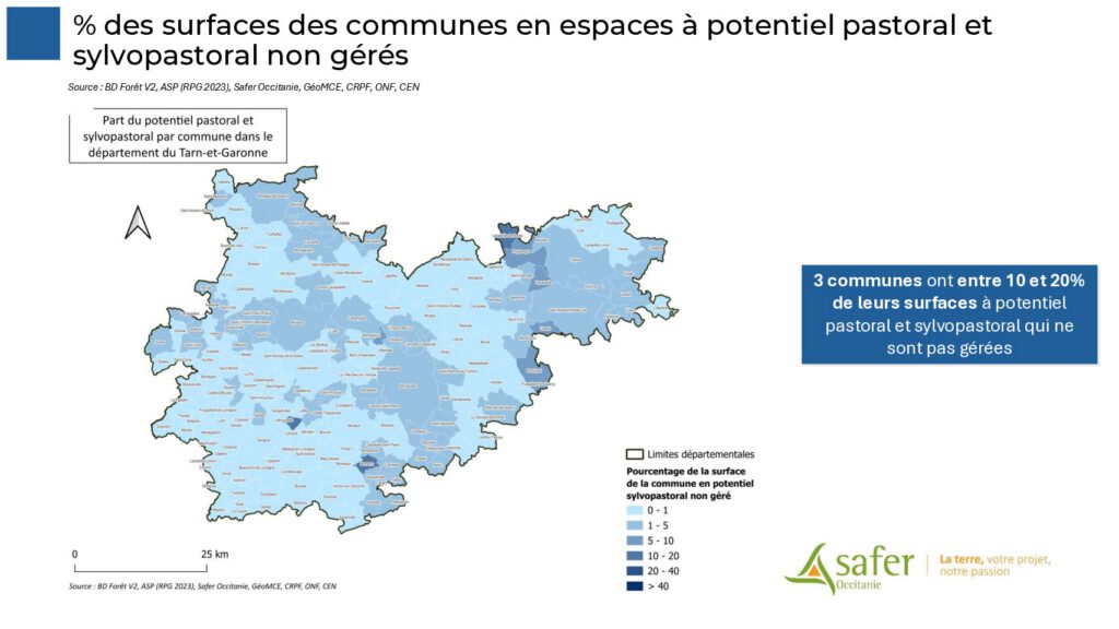 % des surfaces des communes en espaces à potentiel pastoral et sylvopastoral non gérés